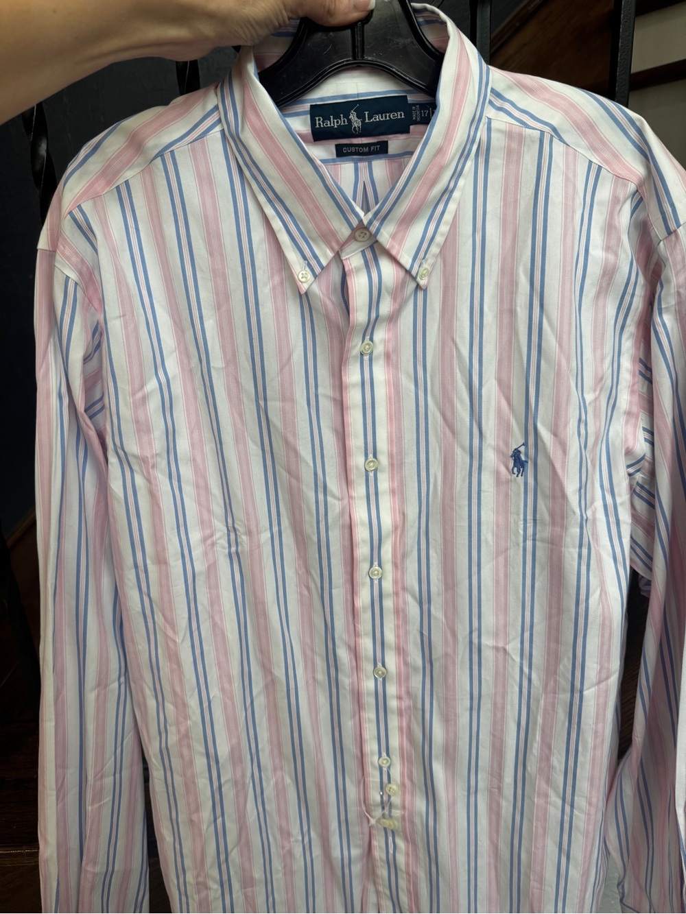New XL Ralph Lauren Pink & Blue Stripe Button-Down Shirt - Picture 2 of 13